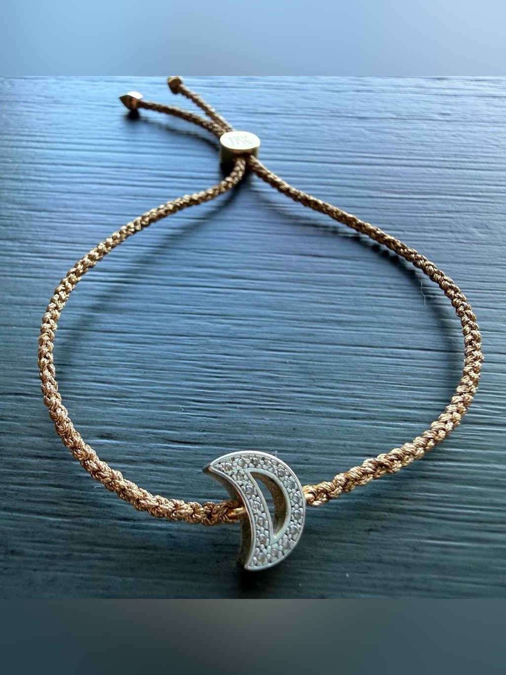 Monica Vinader Alphabet Moon Diamond Friendship Bracelet 18k Yellow Gold Vermeil